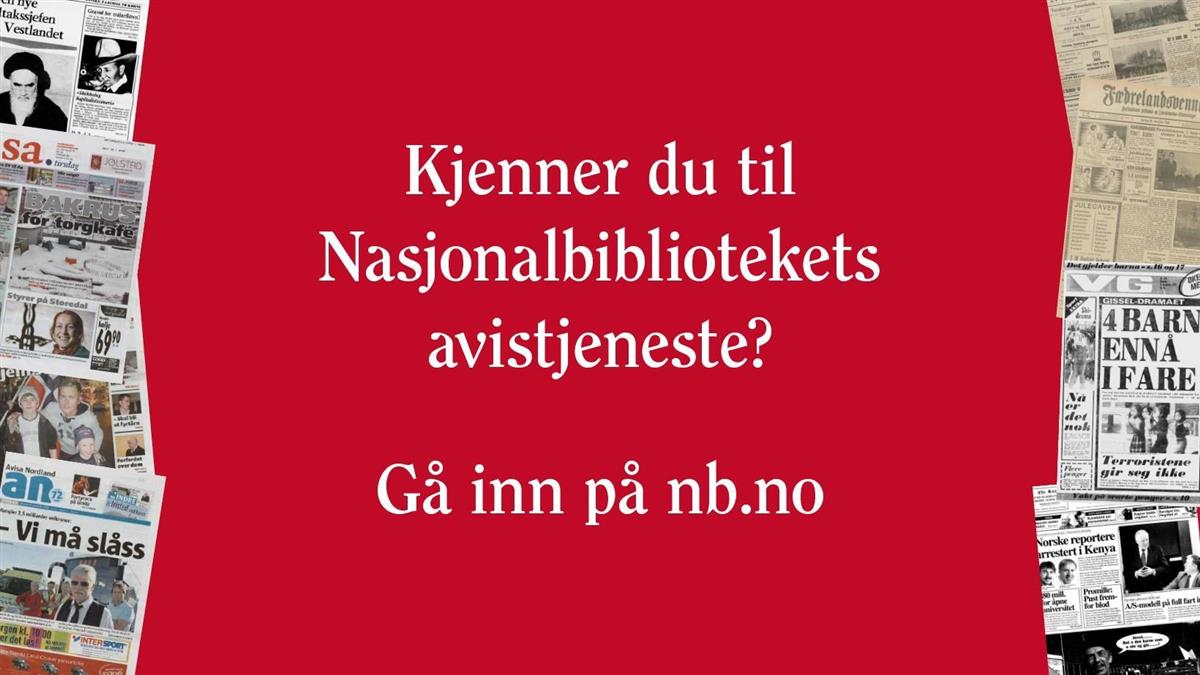 Informasjonsbanner om avistenesta til Nasjonalbiblioteket.